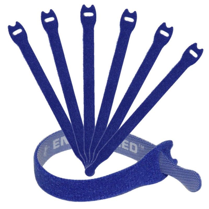 ENVISIONED Reusable Cable Ties 1/2" x 8" for Cable Management and Organizing Cords - 30 Pack Bundled with 2 Bonus Cinch Straps (Blue) - Image 1